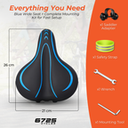 6725 Wide Blue Bike Saddle Seat