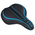 6725 Wide Blue Bike Saddle Seat featuring a black design with blue accents for optimal comfort and support.