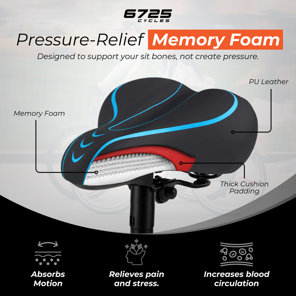 6725 Wide Blue Bike Saddle Seat
