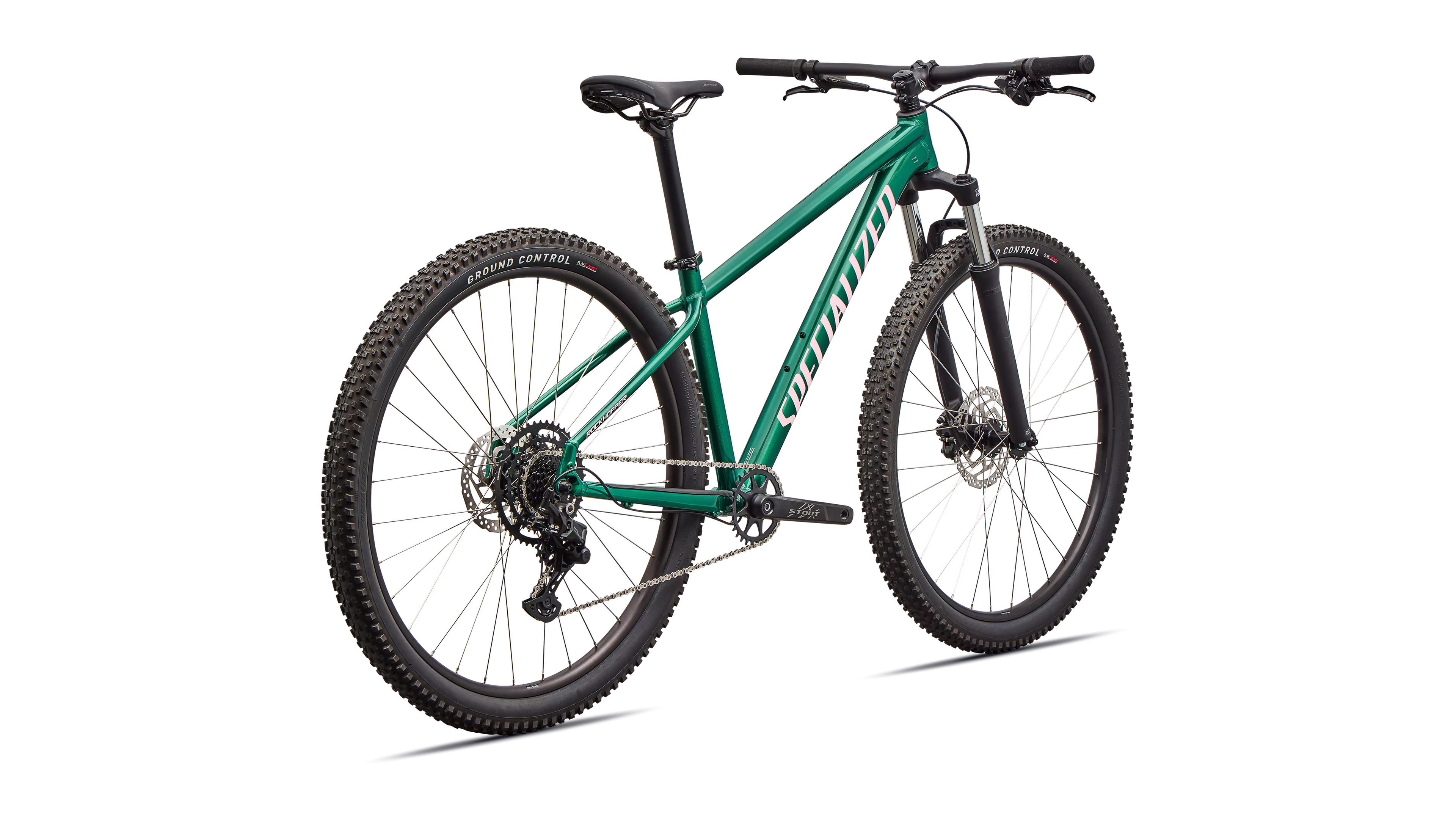 2026 Specialized Rockhopper Sport mountain bike in teal color with rugged tires and suspension components
