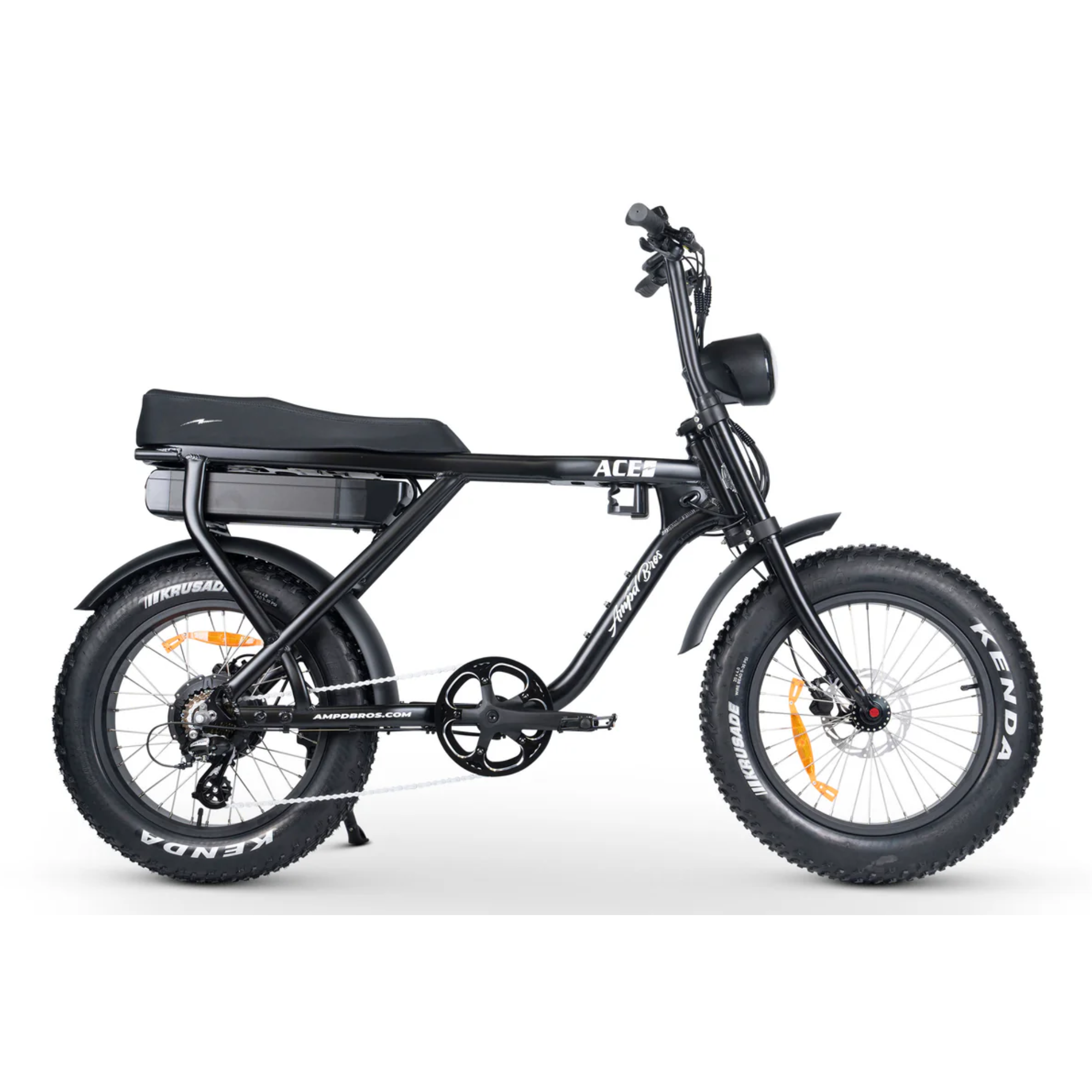 AMPD Brothers ACE-X Electric Bike Matte Black side profile with fat tyres