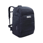 black 60L Evoc gear backpack with separate boot and helmet compartments