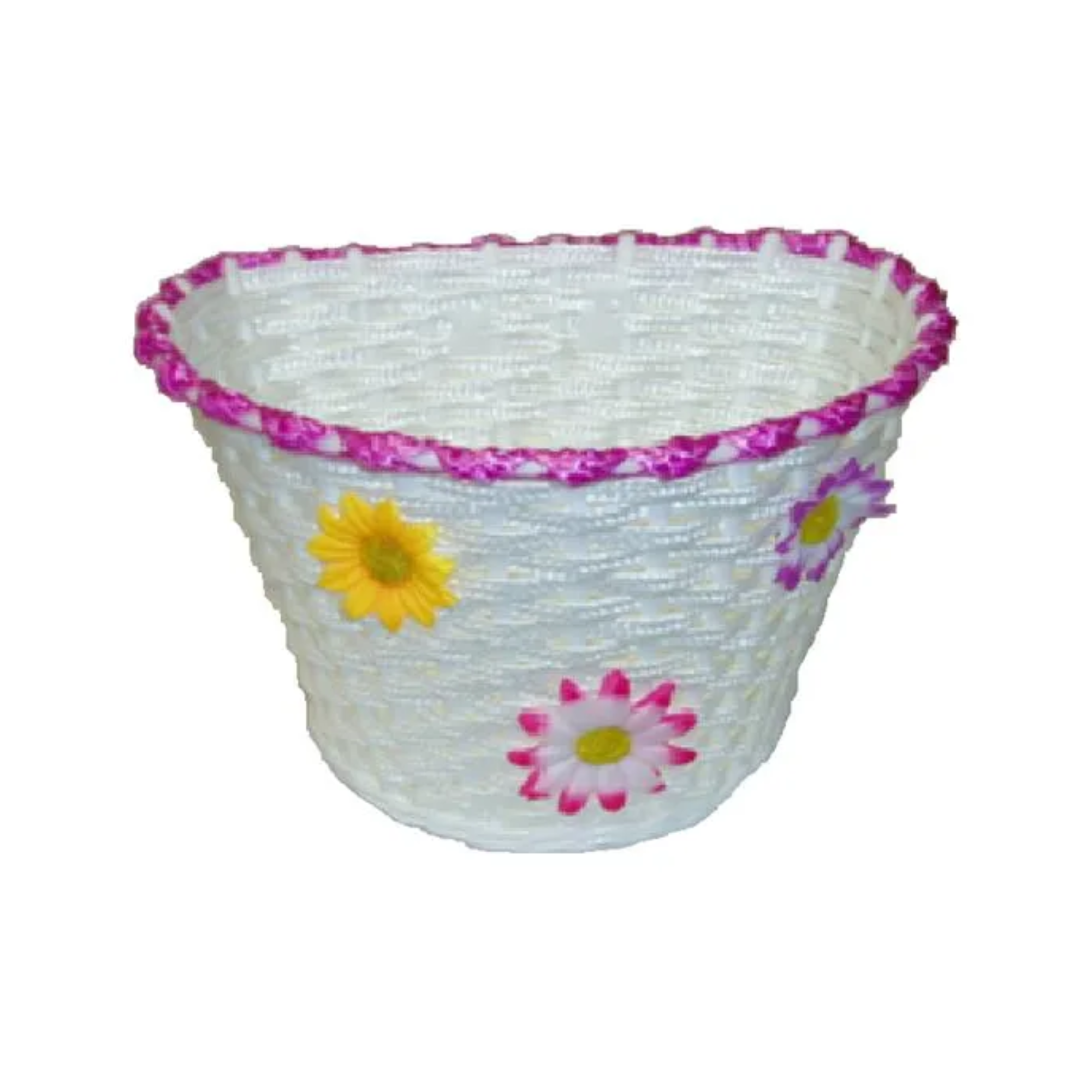 Kids Plastic Bicycle Basket - White/Magenta/Flowers