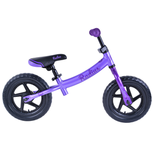 Radus Jr Girls 12 Balance Bike in purple with black wheels and comfortable seat, designed for young riders.
