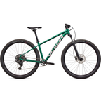 2026 Specialized Rockhopper Sport mountain bike in green, featuring durable construction and trail-ready performance.