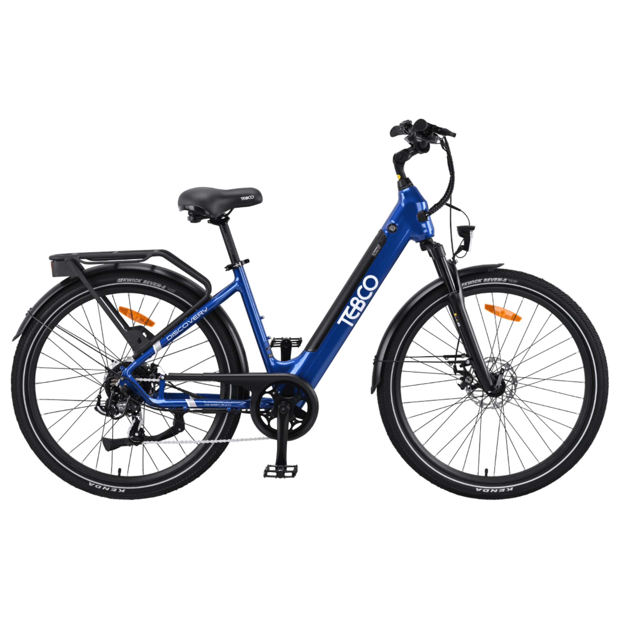 TEBCO SS8B Discovery 27.5-Inch Electric Bike side view step thru frame