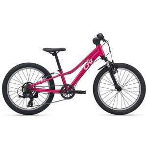Liv Tempt 20 Kids Mountain Bike in vibrant pink color, designed for young riders to enjoy smooth, stable rides.