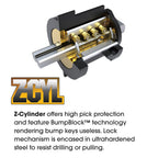 OnGuard Z-Cylinder centred keyway with automatic cover on Pitbull U-lock