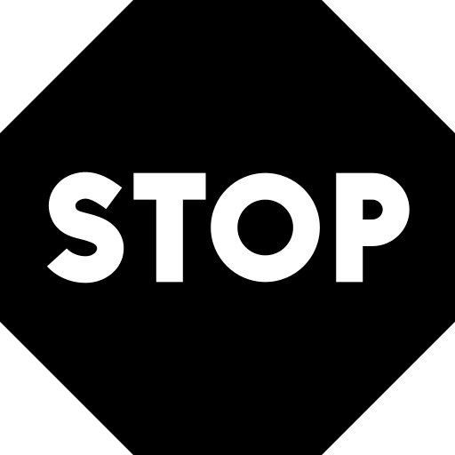 Black square with white 'STOP' text