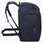 side profile of Evoc 60L ski gear bag with padded straps and hip belt